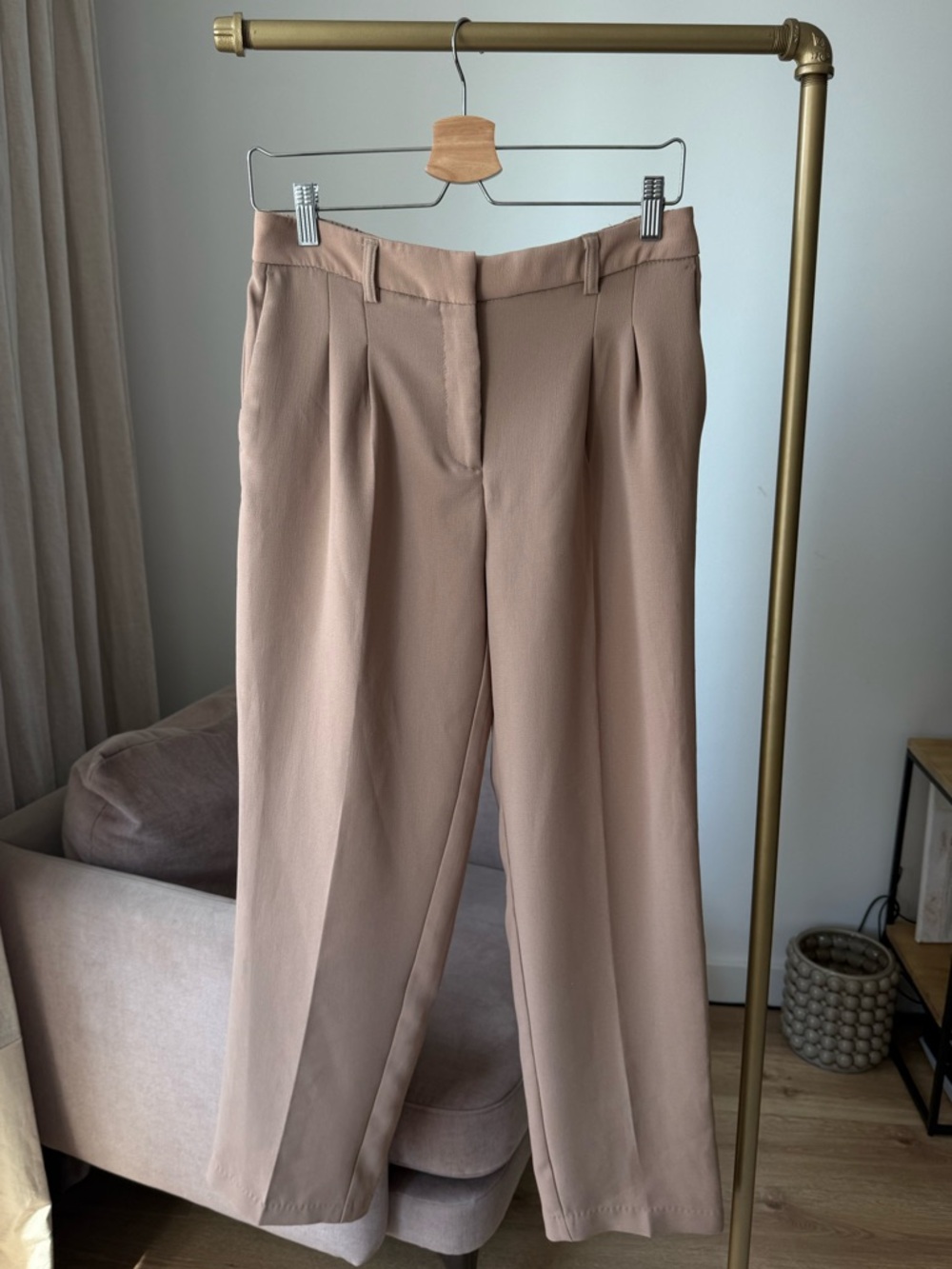 Joie Camel Crepe High Waist Straight Leg Pants Comfortable, 6